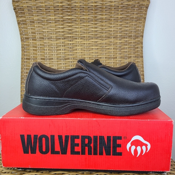 Wolverine Shoes Loafers Slip-On Brown Leather Steel Toe Men's Size 11 - Picture 2 of 12